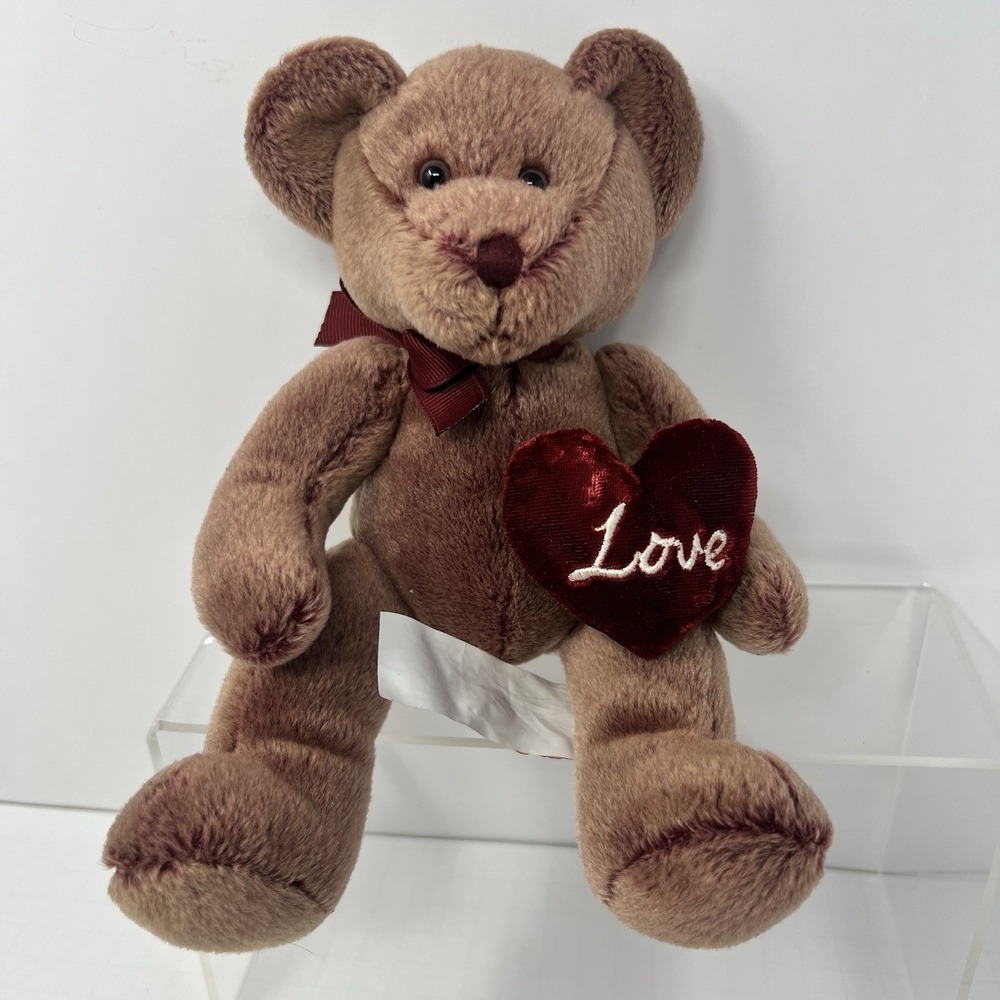 Russ Berries Chantelle Valentine Bear Plush Velvet Love‎ Heart Stuffed Animal 9"
